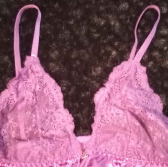 Frederick's of Hollywood M Purple Magic Astrid Satin Eyelash Babydoll 2piece set - Picture 4 of 12